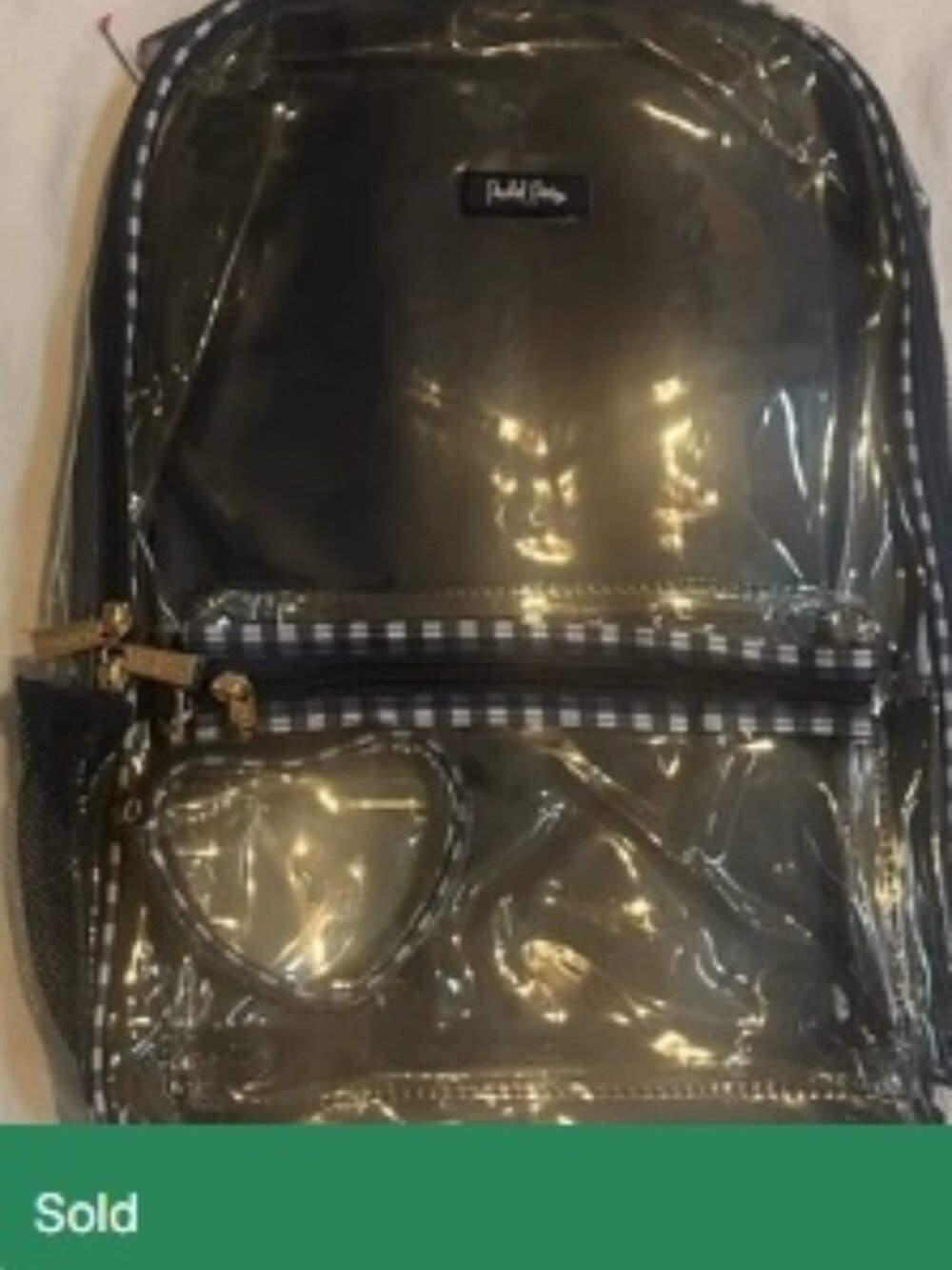 Girls' Clear Backpack, Navy Gingham